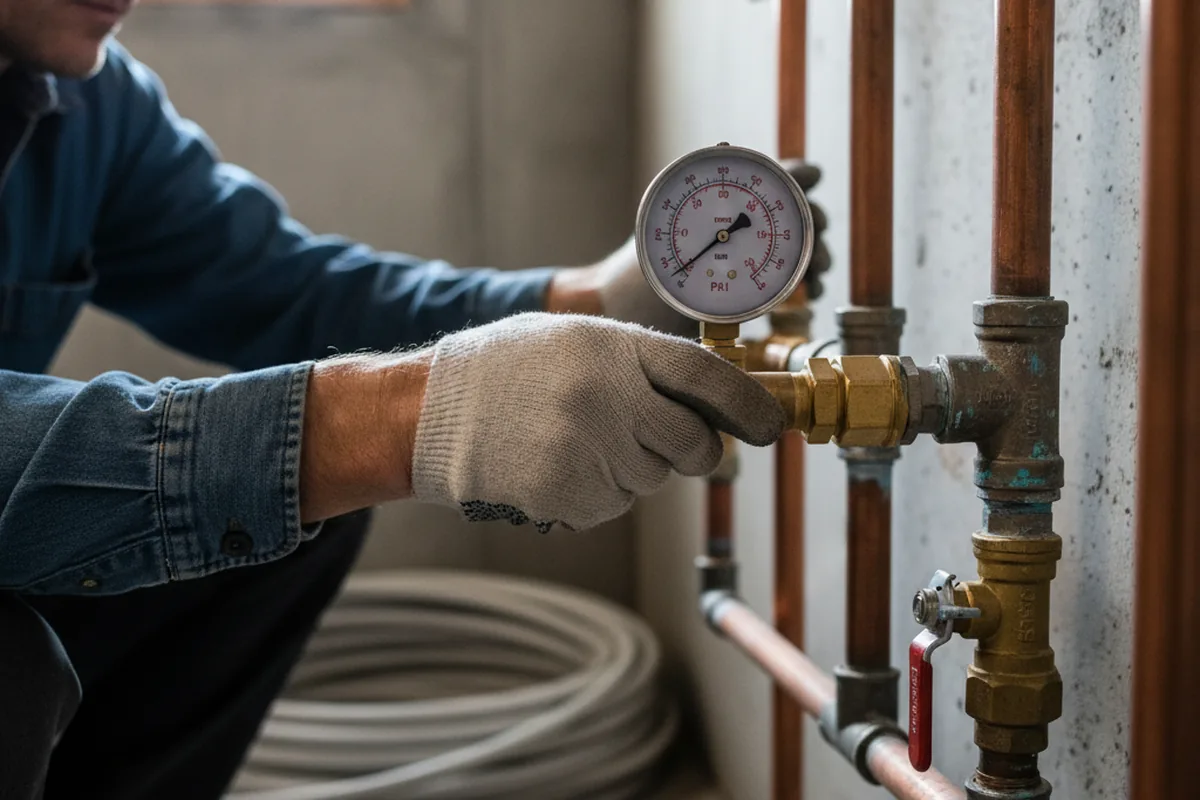 Pressure testing a repaired line during Water Line Repair in Bellmawr